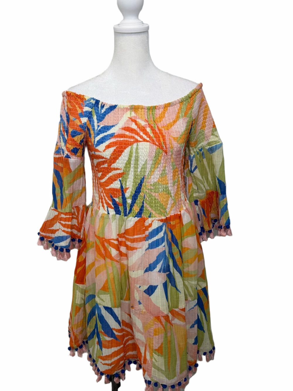 New with tags! ✨ GUESS Charlotte Off-Shoulder Mini Sun Dress in "Havana Print."